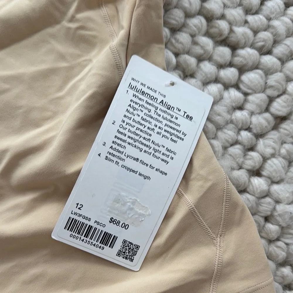 Lululemon Athletica Tan Fitted Crop Bodysuit with Cap Sleeves - Picture 2 of 3